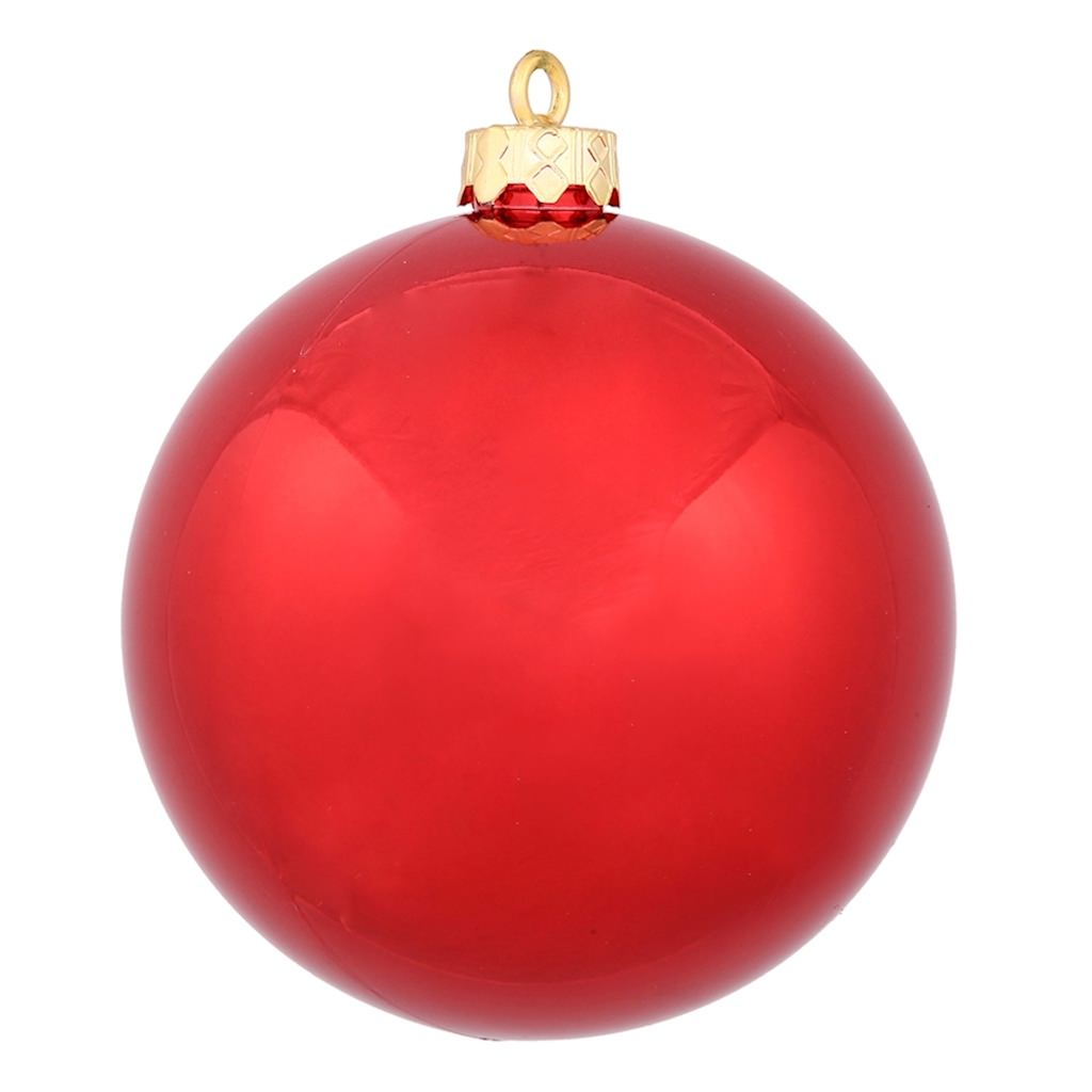 6" Red Shiny Ball Ornament (4 pack) 1