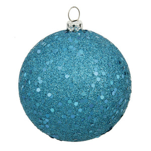 6" Turquoise Sequin Ball Ornament (4 pack) 1