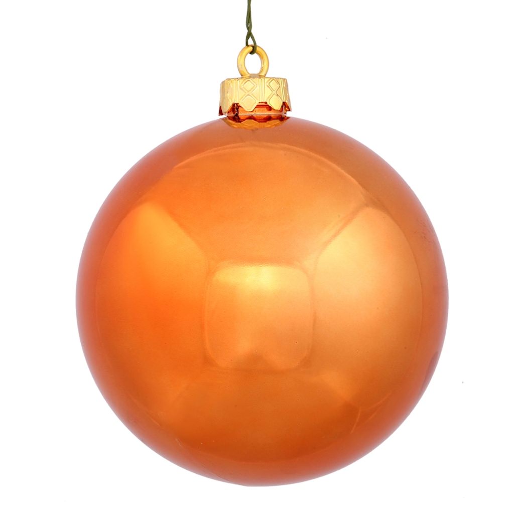 6" Burnished Orange Shiny Ball Ornament (4 pack) 1