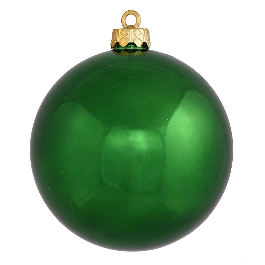 6" Emerald Shiny Ball Ornament (4 pack) 1