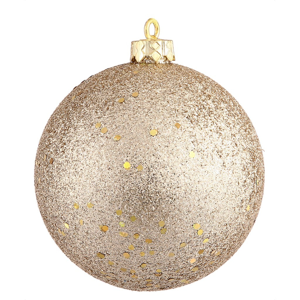 6" Champagne Sequin Ball Ornament (4 pack) 1