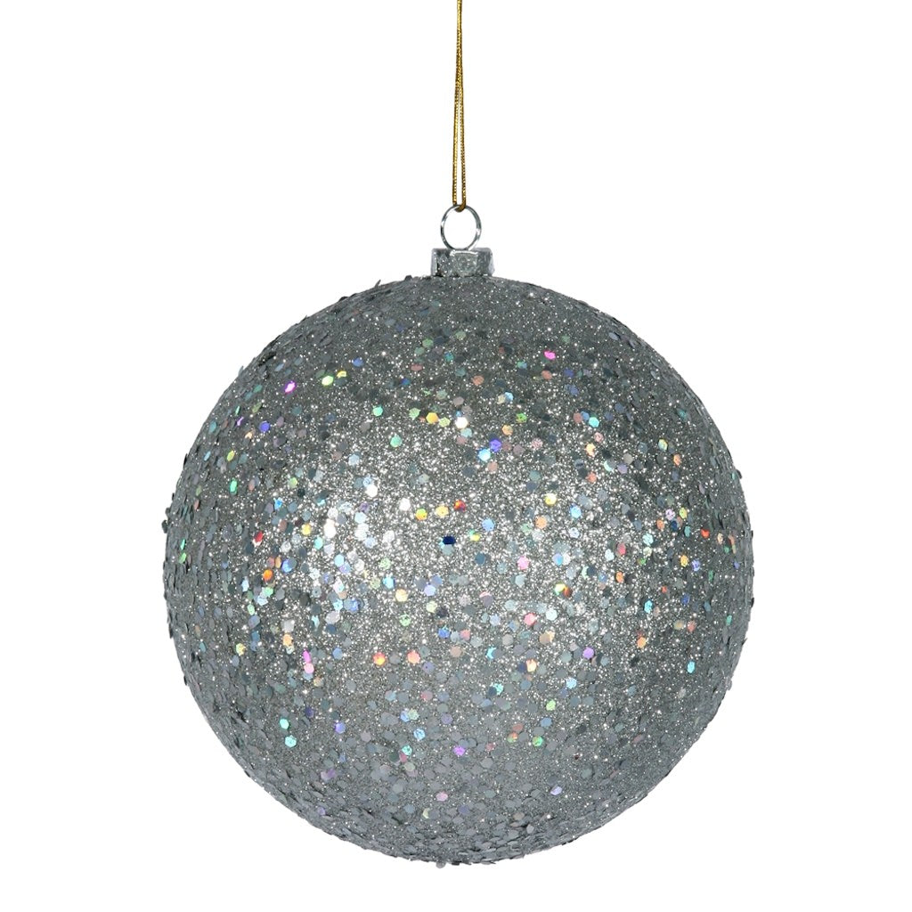 8" Silver Sequin Ball Ornament 1