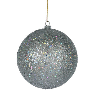 8" Silver Sequin Ball Ornament 1