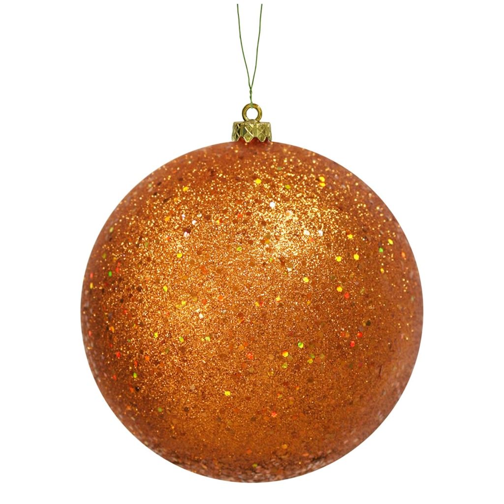 8" Burnished Orange Sequin Ball Ornament 1