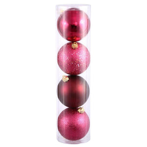 8" Wine 4 Assorted Finish Ball Ornaments (set of 4) 1