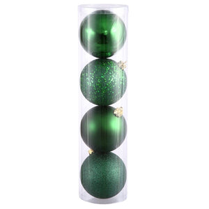 8" Emerald Shiny Matte Glitter Sequin Ball Ornament (4 pack) 1