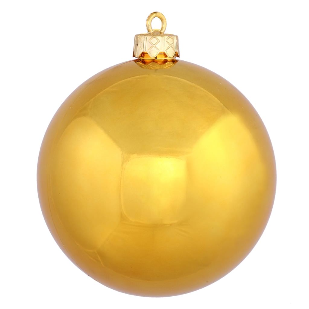 8" Antique Gold Shiny Ball Ornament 1