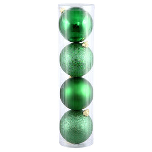 10" Green Shiny Matte Glitter Sequin Ball Ornament (4 pack) 1