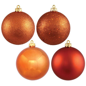 12" Burnished Orange 4 Finish Ball Ornaments (4 pack) 1