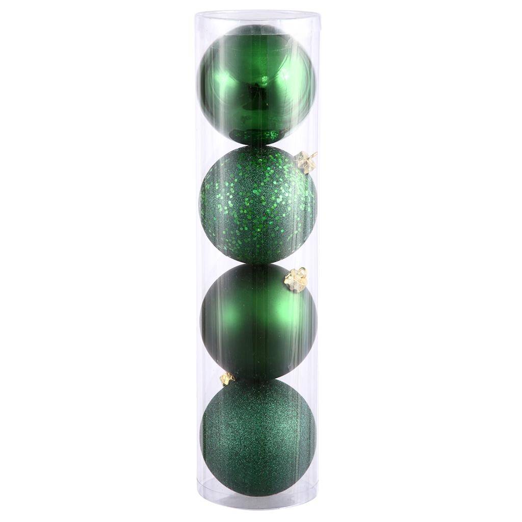 12" Emerald 4 Finish Matte / Shiny / Sequin / Glitter Ball Ornament (set of 4) 1