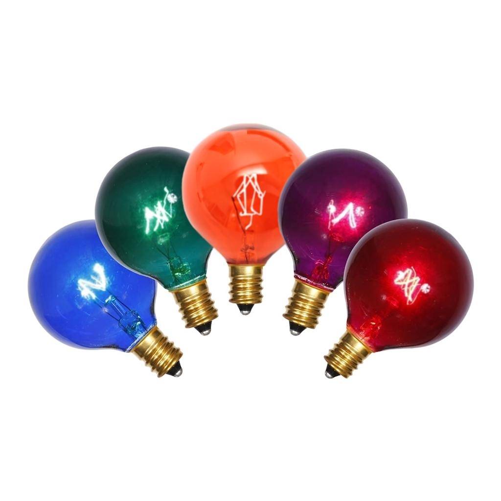 7 watt 120 volt G40 Candelabra Screw Transparent  Multi-Color Twinkle Bulb (5 pack) 1
