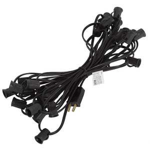 25 Light 25' Black Wire Empty C7 String with 12" Spacing 1