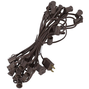 25 Light 25' Brown Wire Empty C7 String with 12" Spacing 1