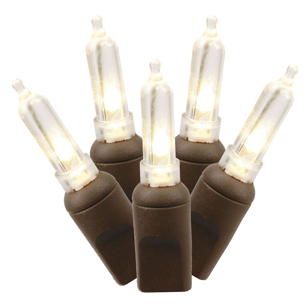 100 Light 34' Brown Wire Warm White Italian LED Miniature String with 4" Spacing 1