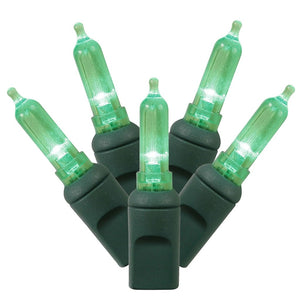 100 Light 34' Green Wire Green Italian LED Lights with 4" Spacing 1