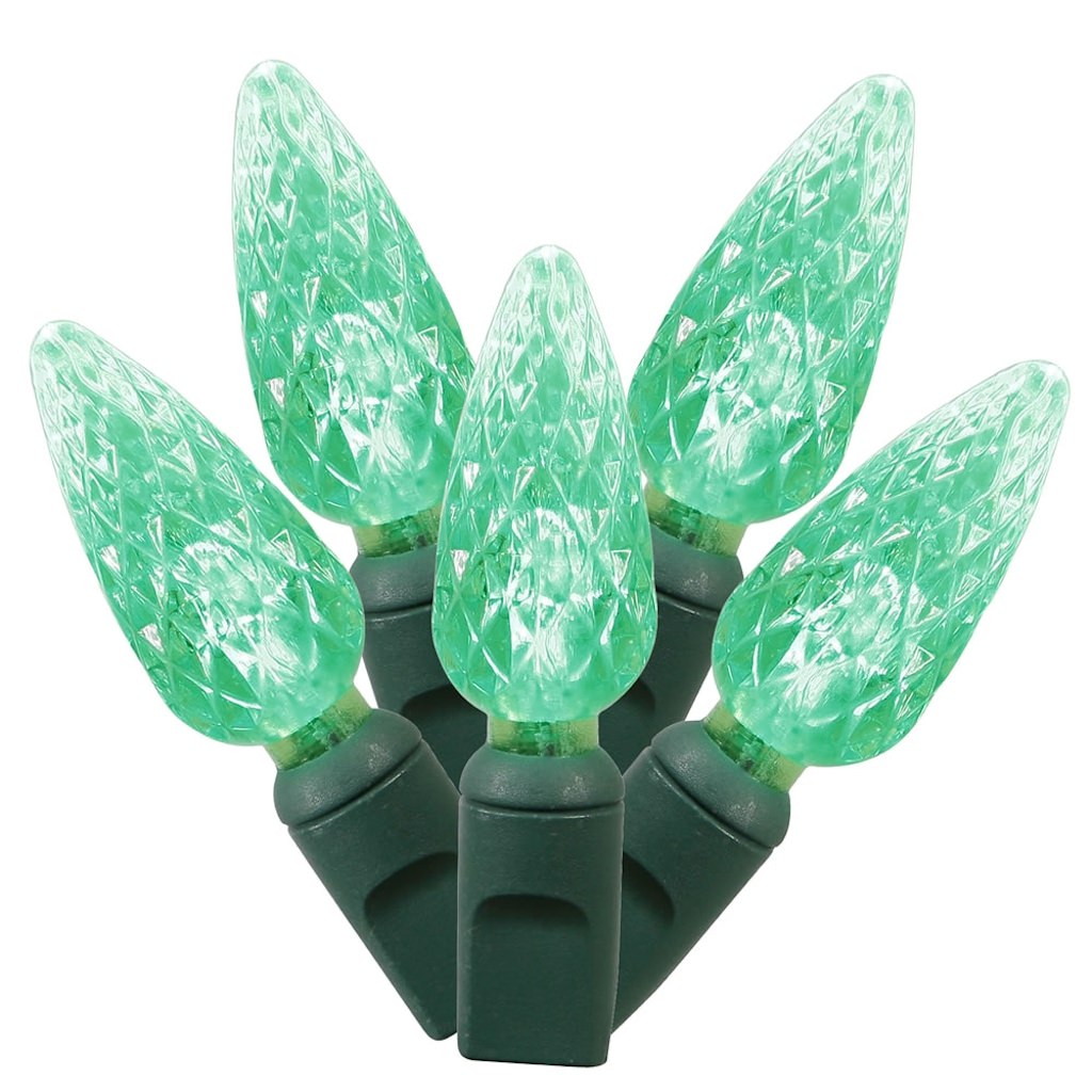 100 Light 34' Green Wire Green C6 LED String with 4" Spacing 1