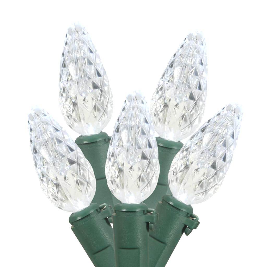 100 Light 34' Green Wire Cool White C6 LED String with 4" Spacing 1