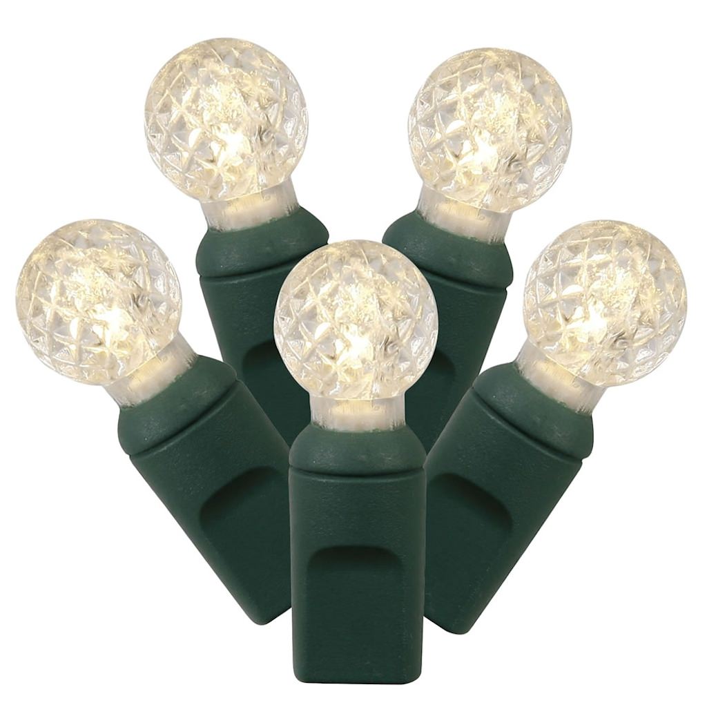 100 Light 34' Green Wire Warm White G12 Berry LED Miniature String with 4" Spacing 1