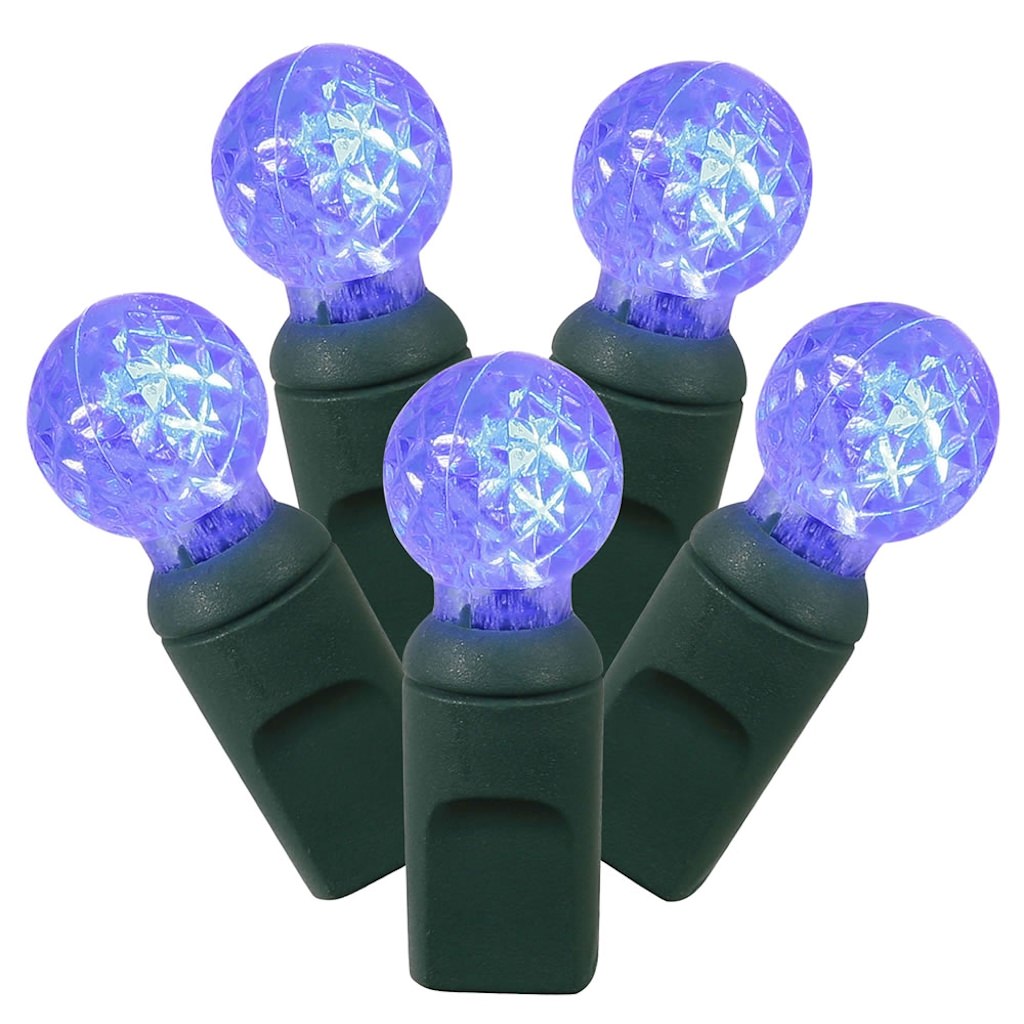 100 Light 34' Green Wire Blue G12 Berry LED Miniature String with 4" Spacing 1