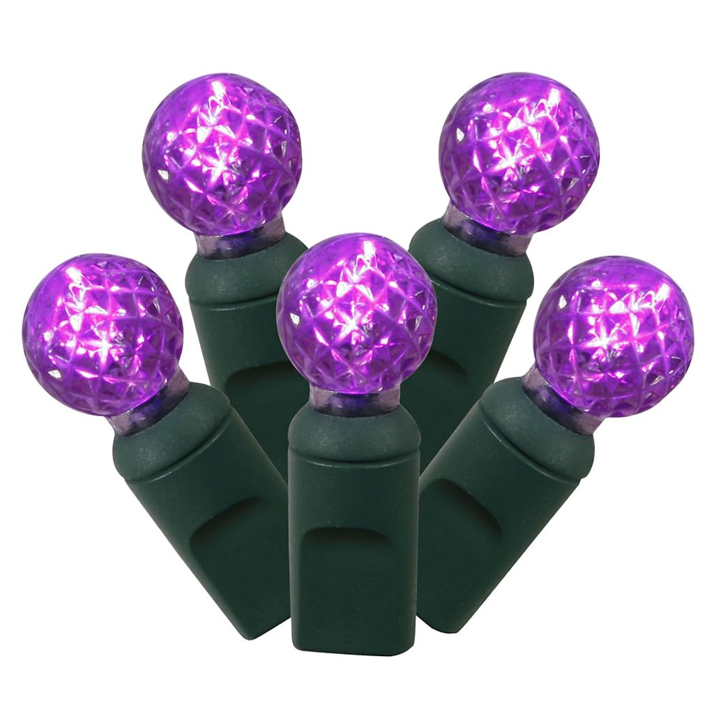 100 Light 34' Green Wire Purple G12 Berry LED Miniature String with 4" Spacing 1