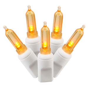 100 Light 34' White Wire Orange Italian LED Miniature String with 4" Spacing 1