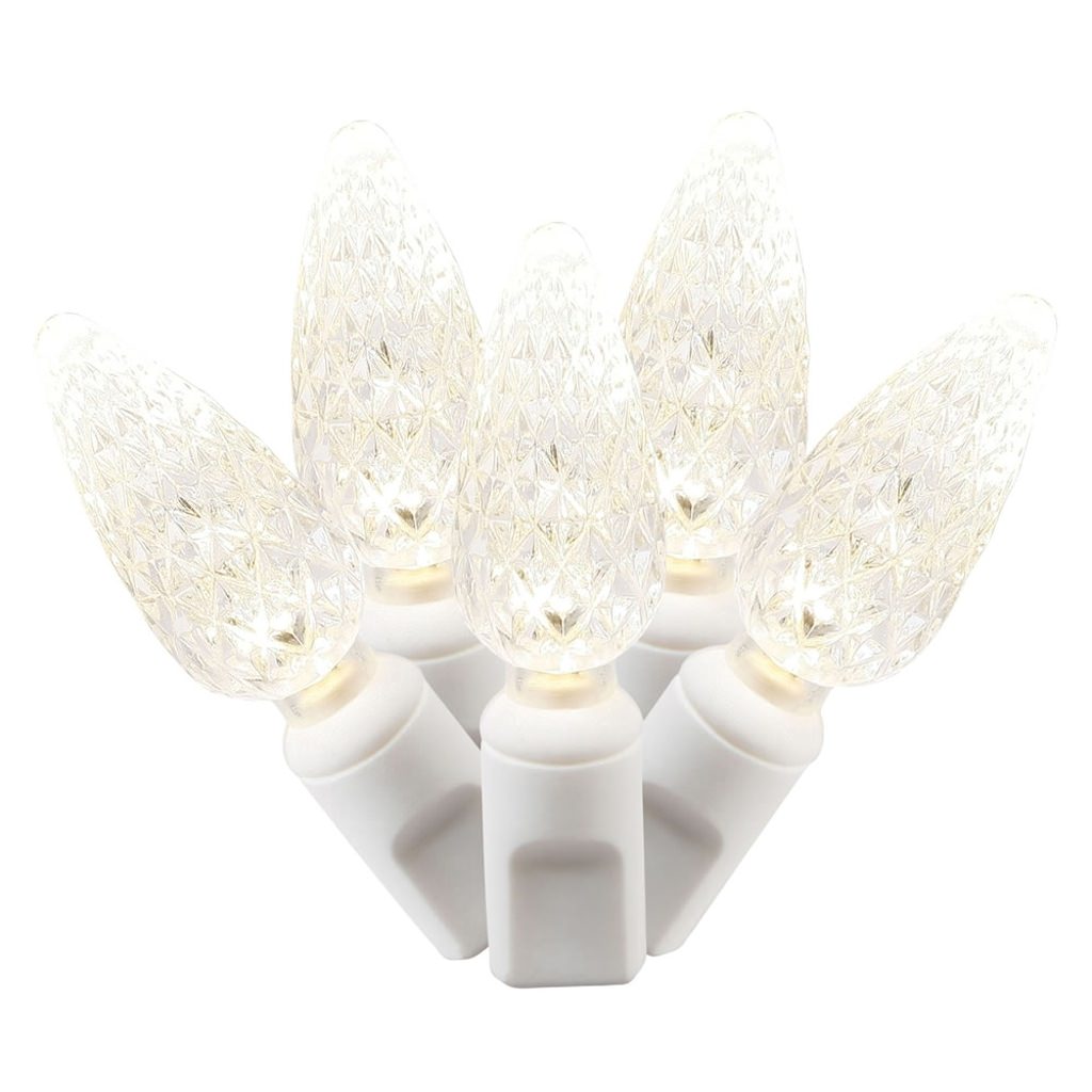 100 Light 34' White Wire Warm White C6 LED String with 4" Spacing 1
