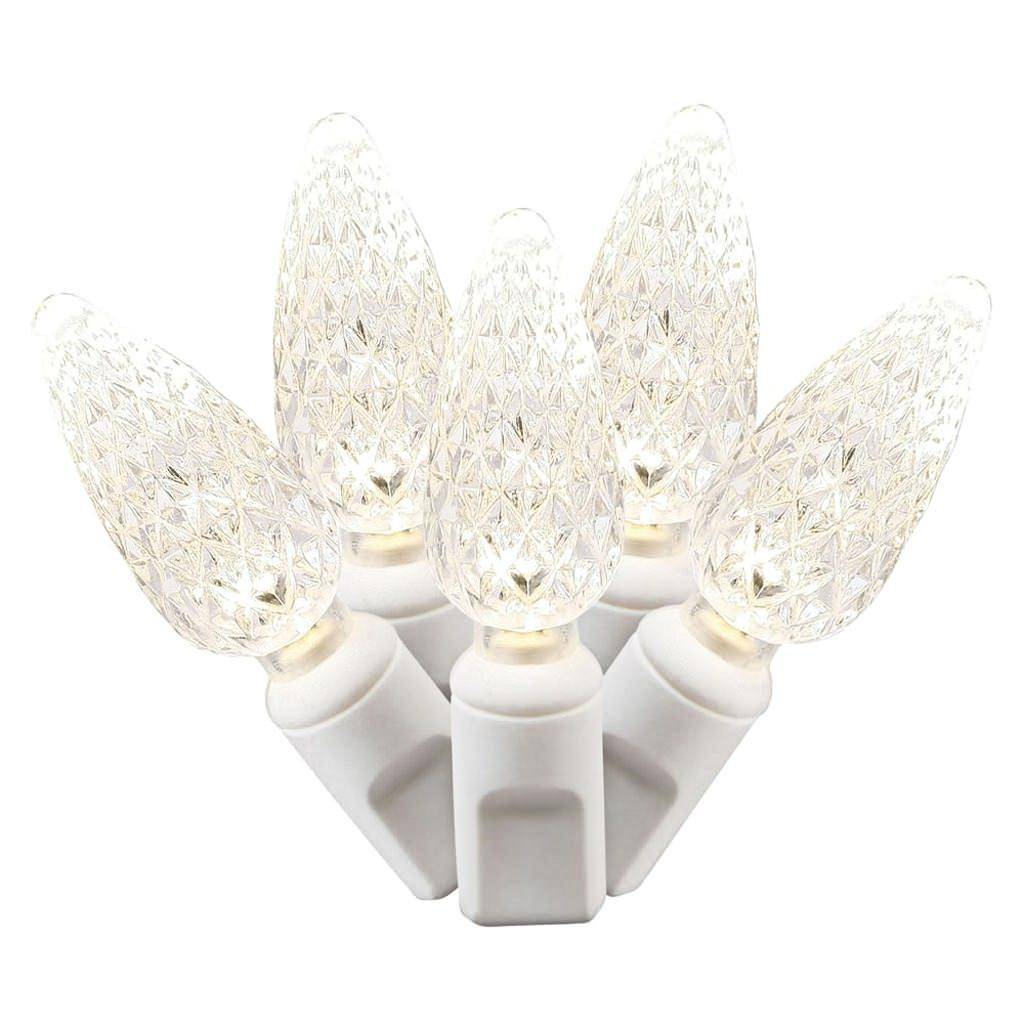 100 Light 34' White Wire Warm White C6 LED String with 4" Spacing 1