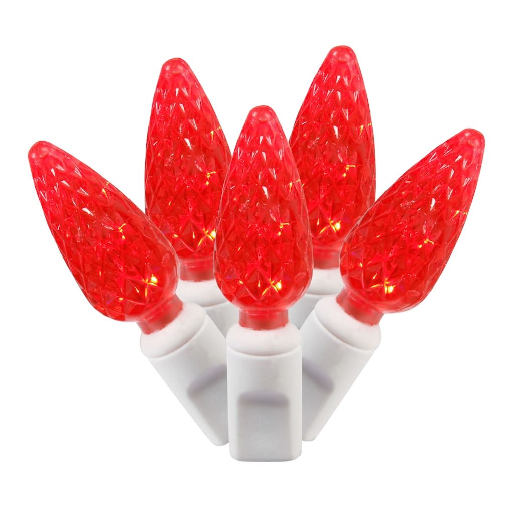 100 Light 34' White Wire Red C6 LED String with 4" Spacing 1
