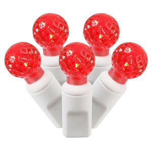 100 Light 34' White Wire Red G12 Berry LED Miniature String with 4" Spacing 1