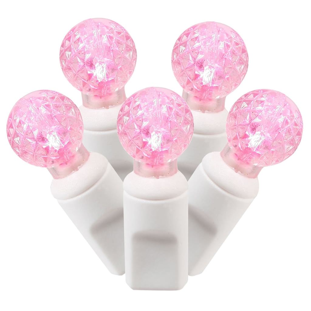 100 Light 34' White Wire Pink G12 Berry LED Miniature String with 4" Spacing 1