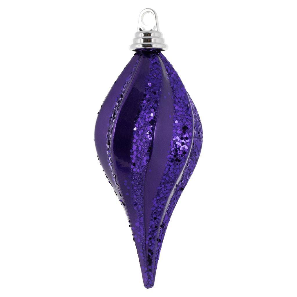 8" Plum Candy Glitter Swirl Drop Ornament 1