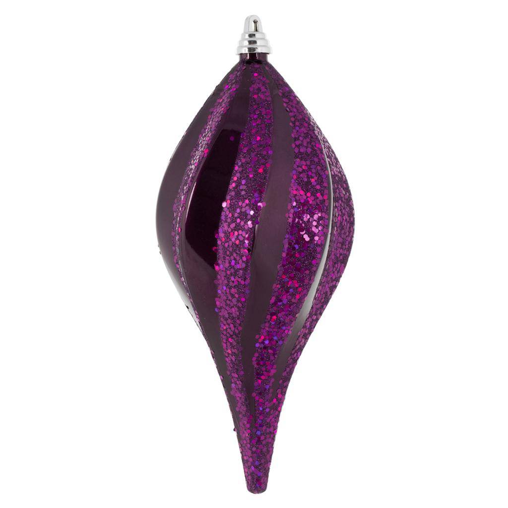 12" Plum Candy Glitter Swirl Drop Ornament 1