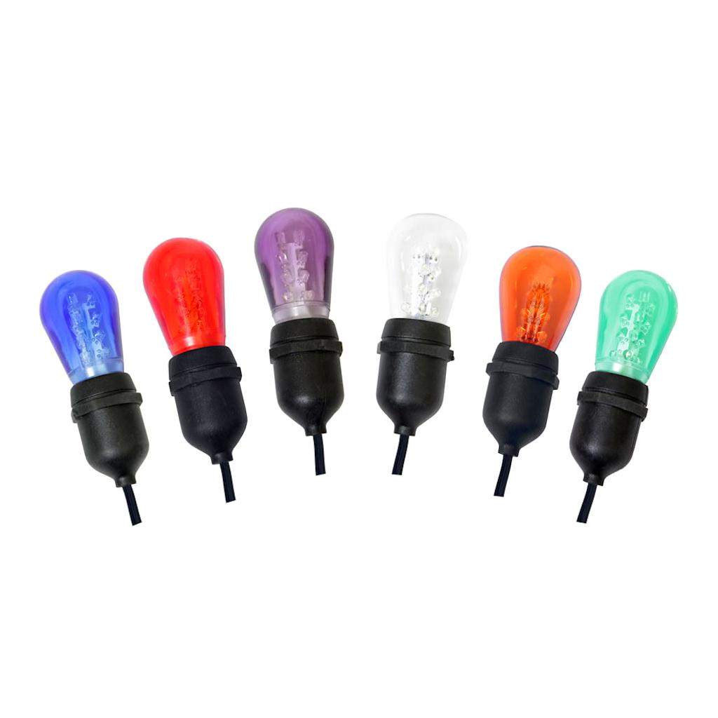 12 Light 24' Black Wire Multi Color LED S14 String Set 24" Spacing 1