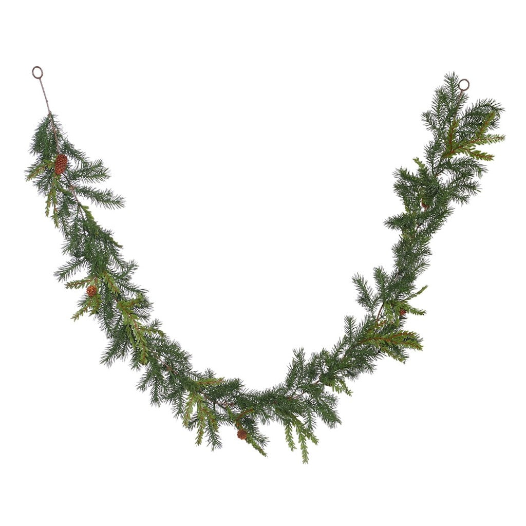 6' Artificial Hemlock / Angel Pine Garland with Pine Cones 1