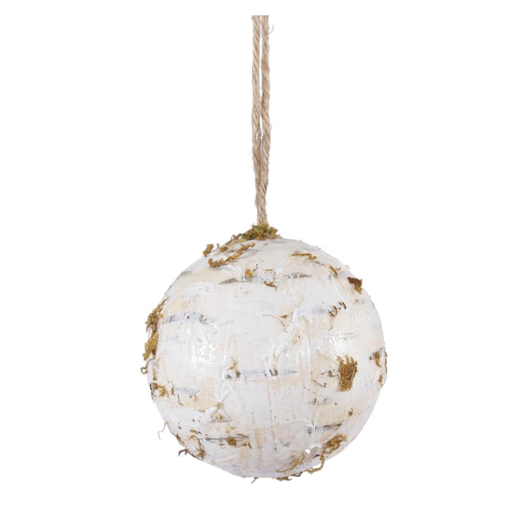8" Birch Ball Ornament with Hanger 1
