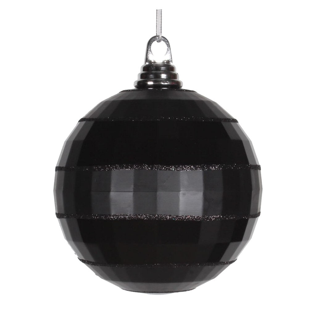 5.5" Black Shiny Matte Glitter Mirror Ball Ornament 1