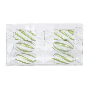 4" Lime / White Candy Glitter Assorted Ornament (6 pack) 1