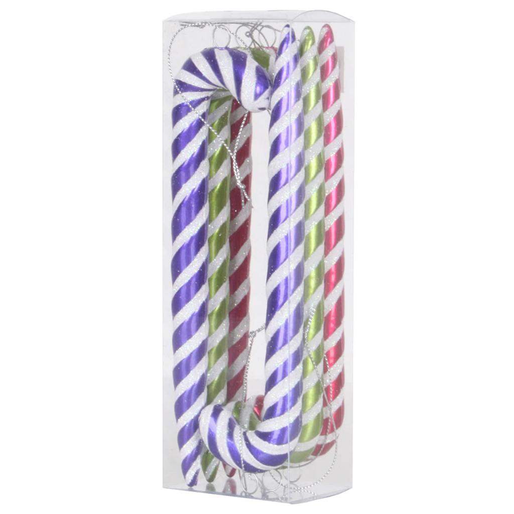 7.5" Assorted Plastic Candy Canes Ornament (set of 6) 1