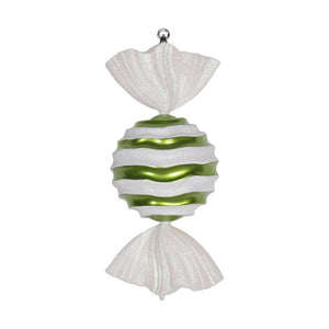 18.5" Lime / White Striped Wave Glitter Candy Ornament 1