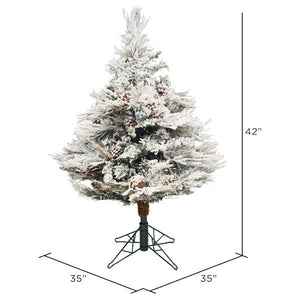 3.5' x 35" Artificial Flocked Alberta with Pine Cones 2