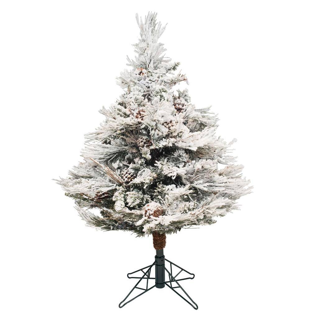 3.5' x 35" Artificial Flocked Alberta with Pine Cones 1