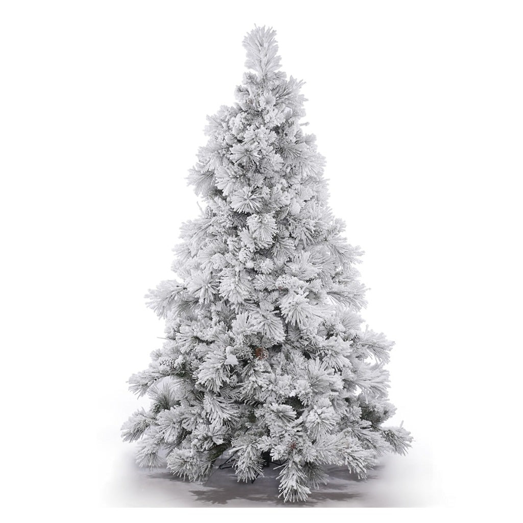 4.5' x 46" Artificial Flocked Alberta with Pine Cones 1
