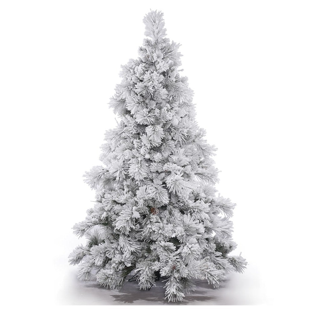 7.5' x 64" Artificial Flocked Alberta with Pine Cones 1