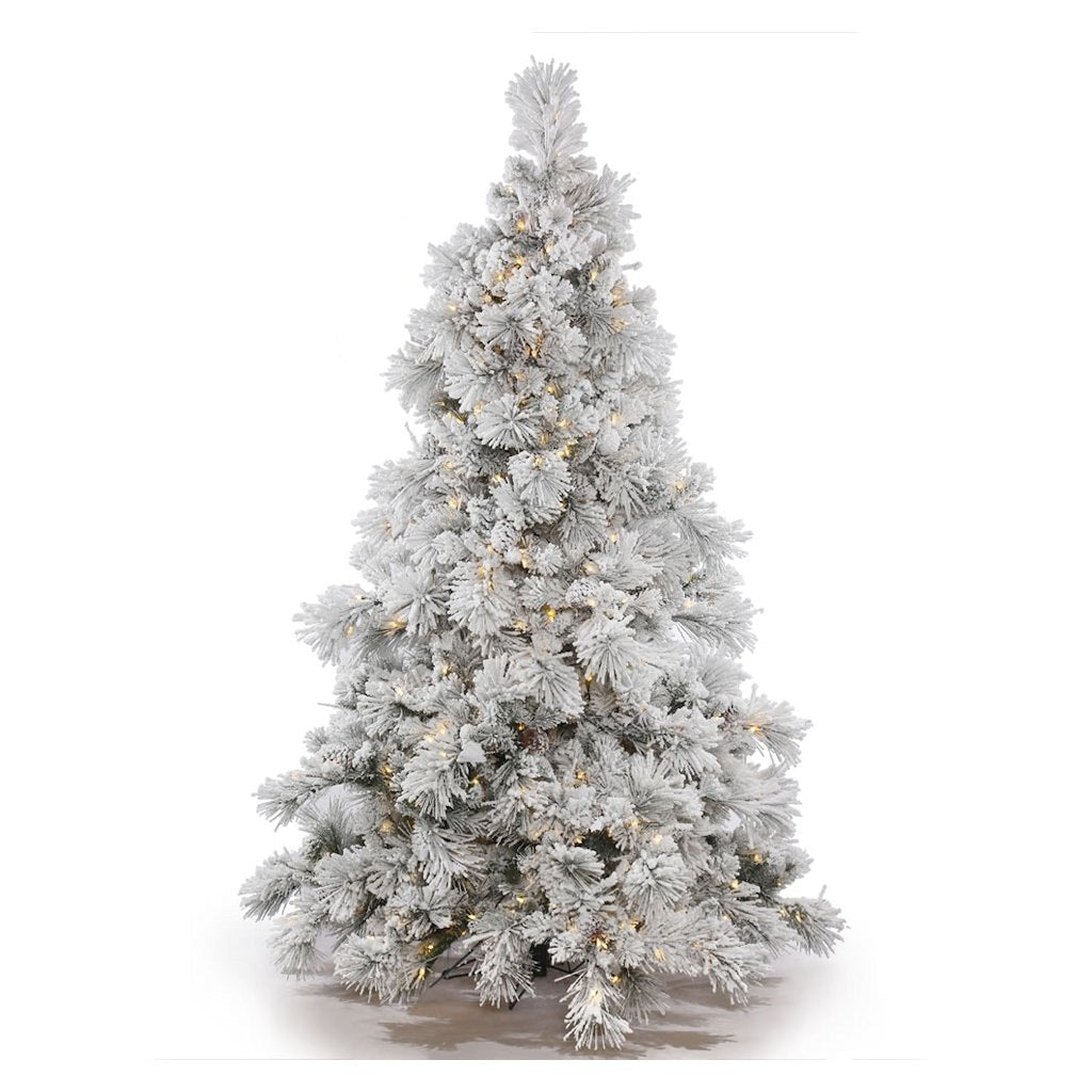 9' x 73" Artificial Flocked Alberta 950 Warm White Italian LED Lights with Pine Cones 1
