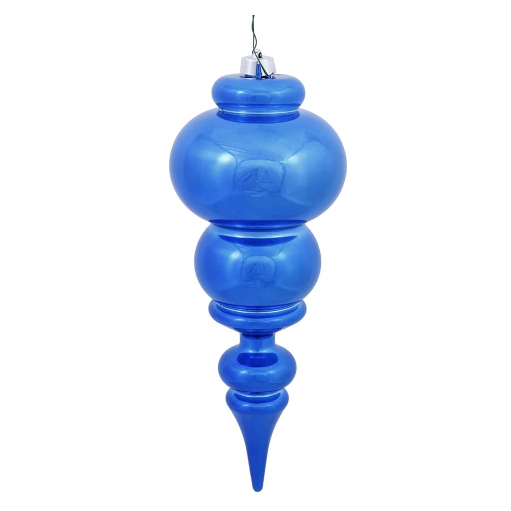 14" Blue Shiny Finial Ornament 1