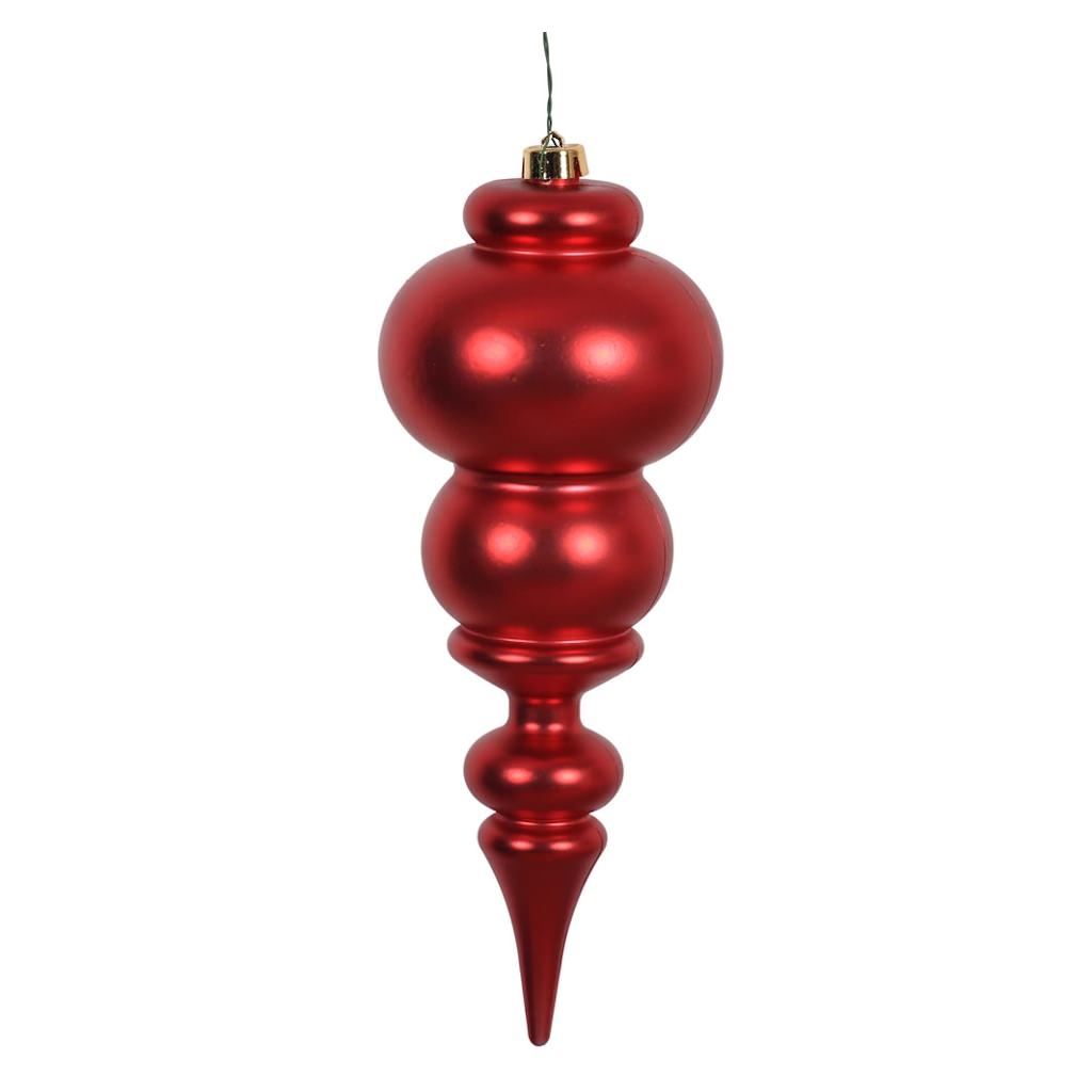 14" Red Matte Finial Ornament 1