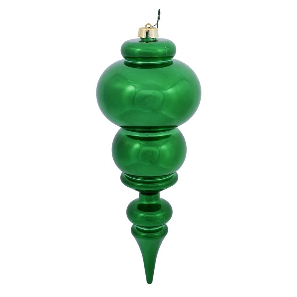 14" Green Shiny Finial Ornament 1