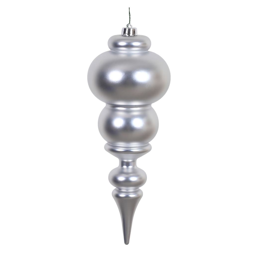 14" Silver Matte Finial Ornament 1