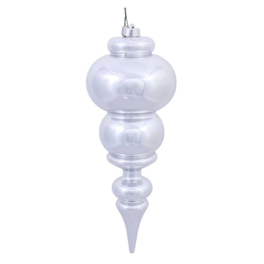 14" Silver Shiny Finial Ornament 1