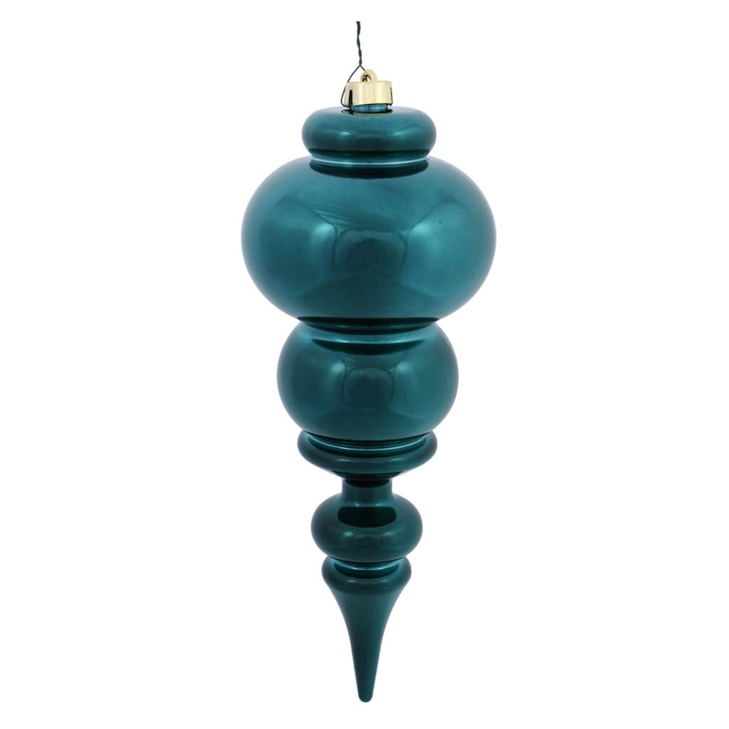 14" Teal Shiny Finial Ornament 1
